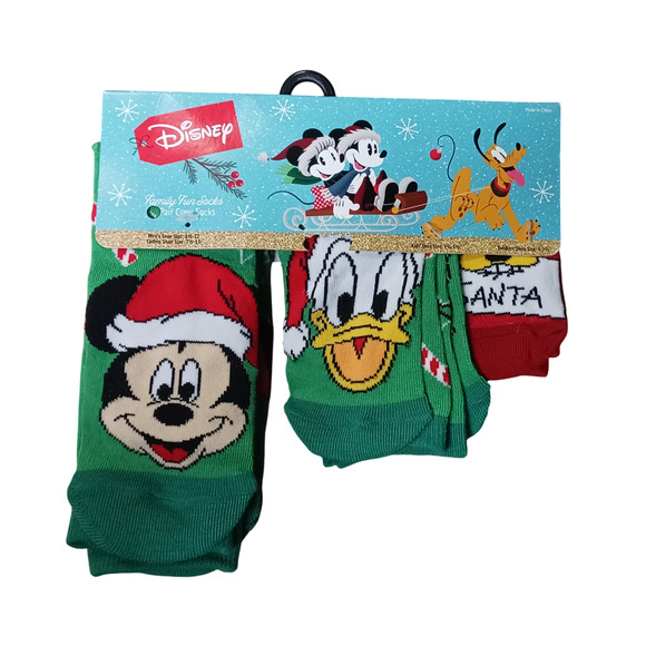 Disney Mickey Donald Duck and Pluto Matching Family Pack Holiday Sock Set 3 Pair - Picture 1 of 10